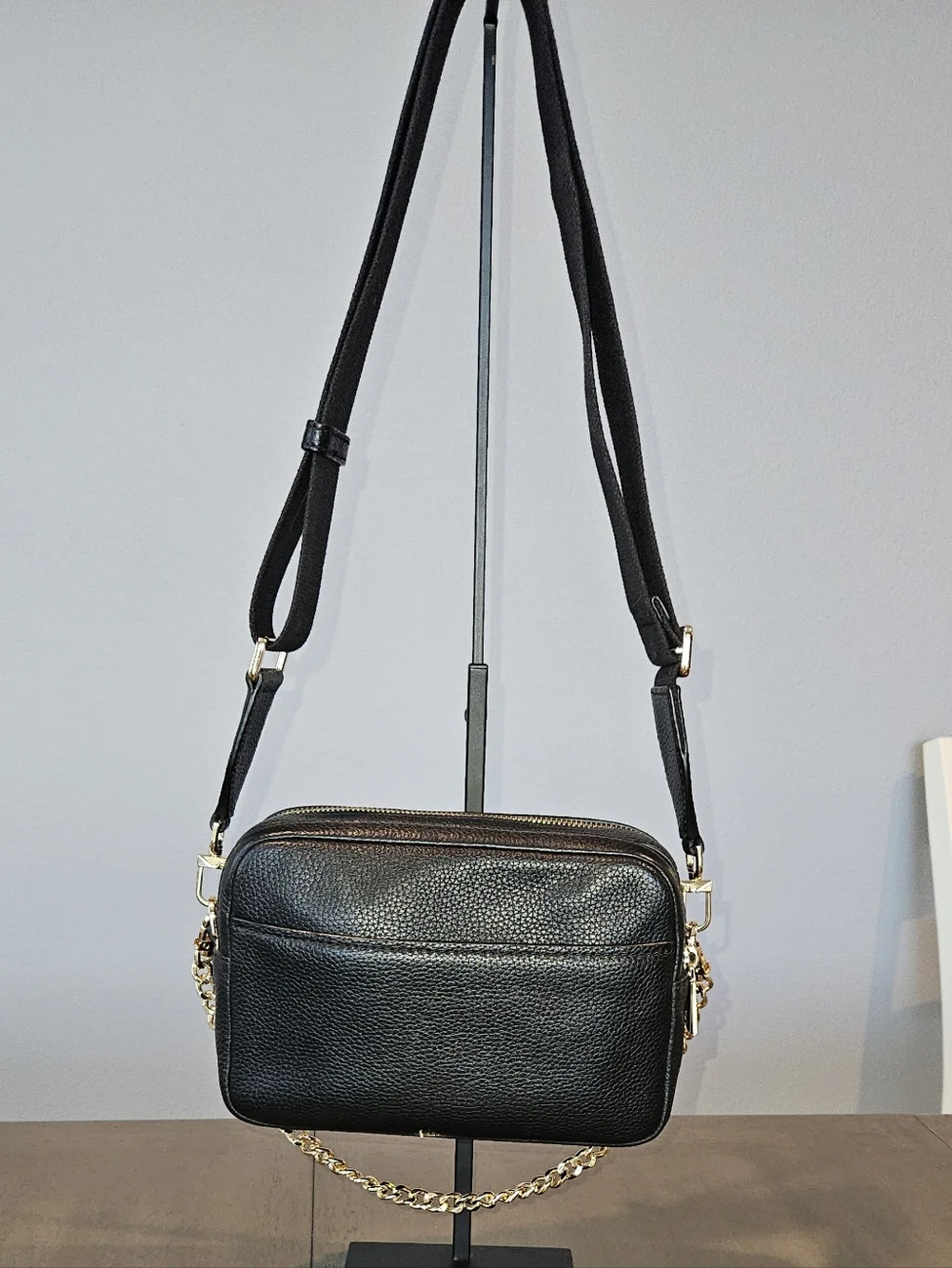 Michael Kors Bryant Medium Double Zip Camera Crossbody in Black Leather